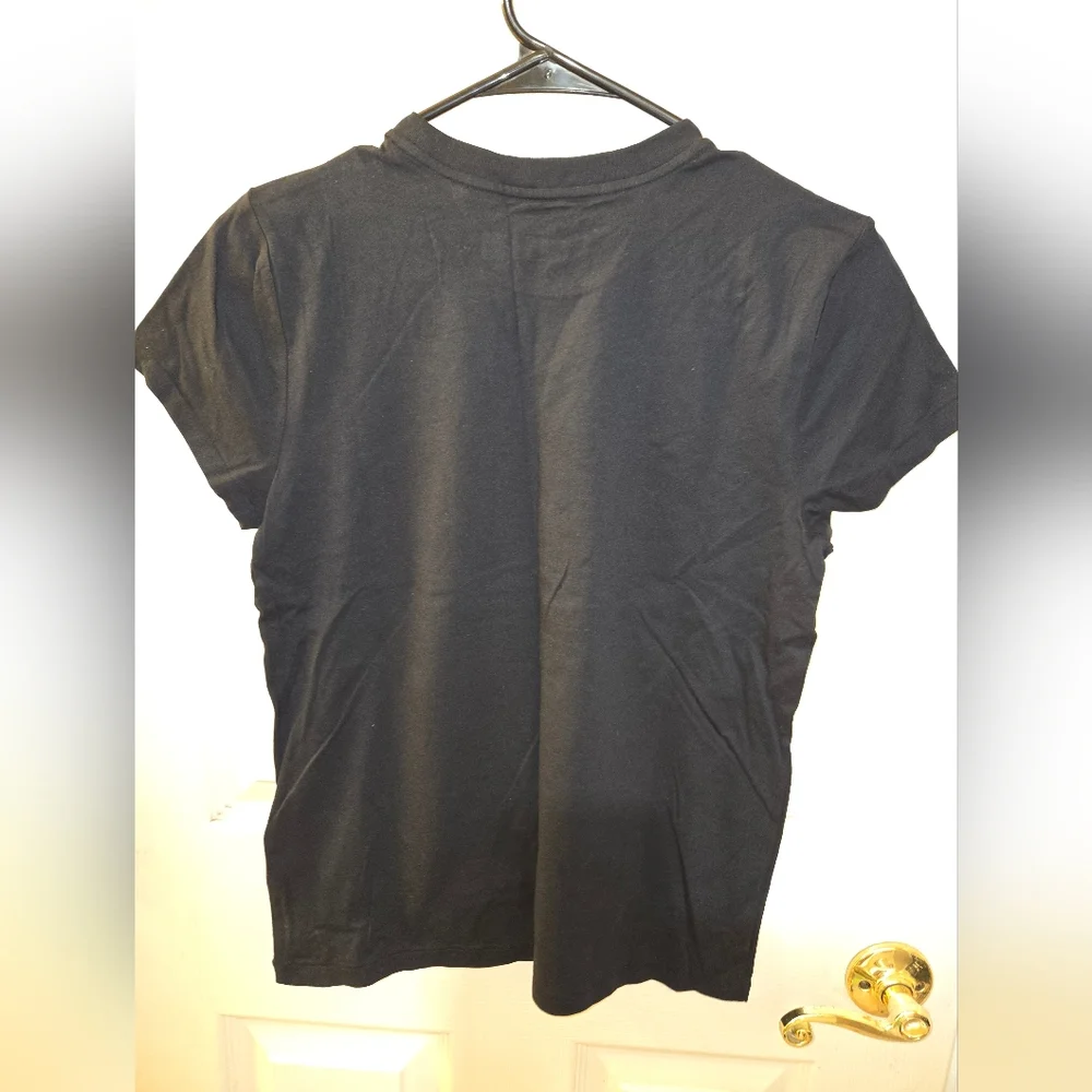 Ralph Lauren Black Tee with Plaid POLO Logo - Picture 2 of 3